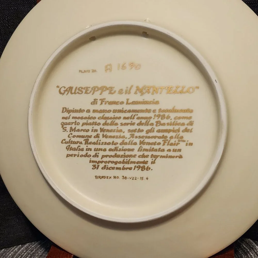 Giuseppe E Il Mantello - Veneto Flair - Collectors plate